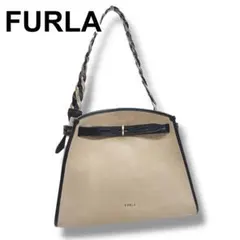 美品 FURLA フルラ マルゲリータ M レザー×スエード ショルダーバッグ
