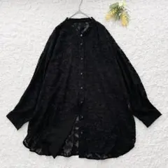 希少・大きいサイズ✨コロプカ　シアージャガードシャツ　4L 黒　総柄　薄手　春