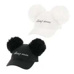 【 Disney 】ミッキーポンポン付きキャップ / 2色セット
