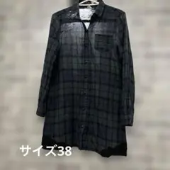 179/WG ブラックウォッチチェック　長袖シャツワンピ　コットン綿　薄手羽織りのサムネイル