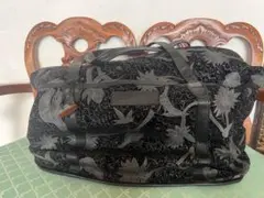 ヤ*コ様 Ibiza 植物柄 ブラックトートバッグ　鹿革