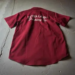 X-LARGE 半袖 ワークシャツ バックロゴ バーガンディ エクストララージ