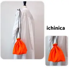 [SALE]巾着バッグ　ネオンカラー　オレンジ×イエロー♪