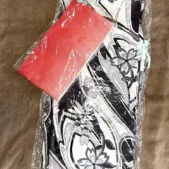 黒白花柄浴衣　モノトーン花柄　綿　赤帯セット　レディース浴衣