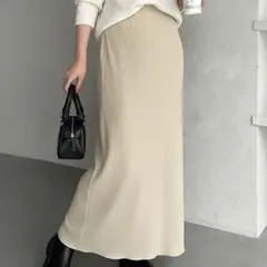 セルフカットストレートタイトロングスカート ベージュ