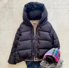 美品　スローブイエナ　ショールフードショートダウンコート　ブラック　38