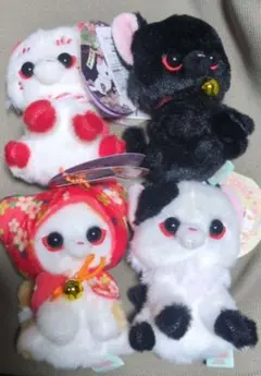 はんにゃりこねこ 　ぬいぐるみ　こはく　ひすい　るり　すいしょう　全セット