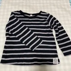 ストライプ長袖カットソー 100cm ネイビー/グレー