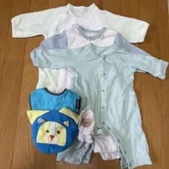【60cm】新生児 ベビー服まとめ売り 春 ロンパース 小物セット ブルー系 男