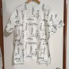Printstar 魚プリント Tシャツ Lサイズ