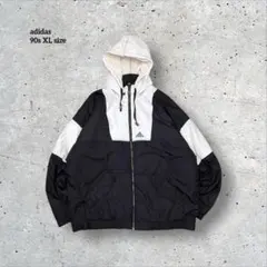 90s古着アディダスadidas中綿ナイロンジャケット刺繍ロゴテック系XL