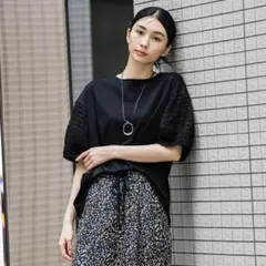 ラエフ 袖ジャガードポンチカットソー≪洗濯機で洗える/接触冷感/紫外線防止のサムネイル