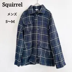 【Squirrel 】チェック柄シャツジャケット グリーンメンズS～M