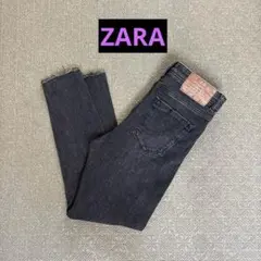 ZARA ハイウエストスキニーデニムフリンジ裾