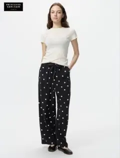 【新品】 UNIQLO プリンセス タム・タム レーヨンプリントロングパンツ L