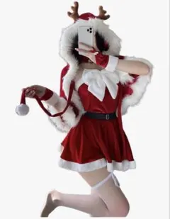 サンタコスプレ赤 5点セット 即日配送
