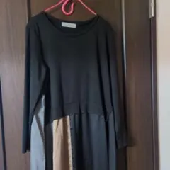 カワイオカダ カラーブロック 長袖カットソーワンピース