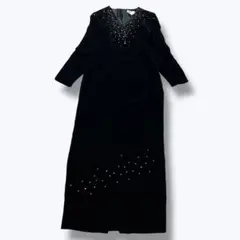 東京ソワール フォーマル ワンピース ドレス ベルベット スパンコール マキシ丈