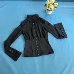 SLYスライ★異素材デザインシャツ★美品！黒★M