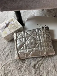 Dior ディオール ノベルティ ポーチ シルバー カナージュ