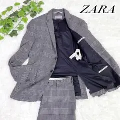 美品　ZARA ザラ　グレンチェック　セットアップスーツ　ビジネス　48