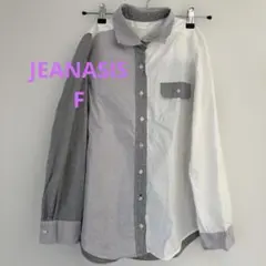 JEANASIS 長袖シャツ バイカラー ホワイト グレー F