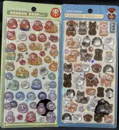【国内流通正規品】ボンボンドロップシール　和柄2シートセット　だるま　和犬