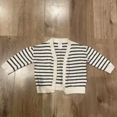 H&M ベージュ ストライプ カーディガン 6M