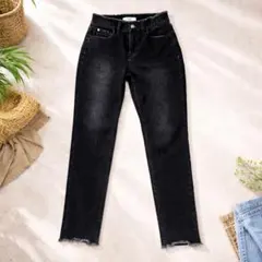 2025 Healthy DENIM H.Salt 黒 フリンジ デニムパンツ