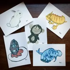 自閉症アーティスト＂Ｋｅｉちゃん＂お絵描きポストカード どうぶつＢセット