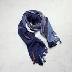 新品未使用 PLAIN PEOPLE 大判ストール チェック柄 紺@TG21