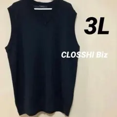 【3L】CLOSSHI Bizメンズ・ニットベスト・ネイビー＊新品