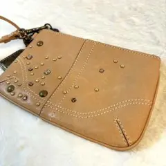 【美品】COACH コーチ リストレット ポーチ レザー スタッズ ビジュー