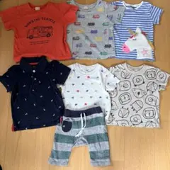petit main 男の子　Tシャツ まとめ売り　セット　半ズボン　車　動物