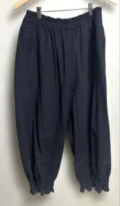 美品　サマンサモスモス 綿麻　裾レースペチパンツ　チャコール