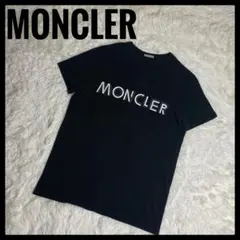 0005 MONCLER メンズTシャツ　黒　Lサイズ 　ツートンロゴ