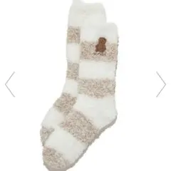 ジェラピケ ルームソックス⚫︎ベアさがらメランジ2ボーダーソックス