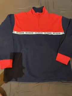 ハーフジップ フリーススウェット 赤/ネイビー