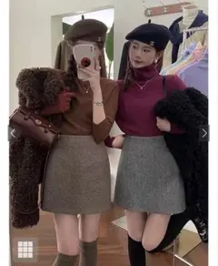 インパン付き千鳥格子チェック台形スカート　グレイル　GRL