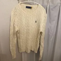 Polo Ralph Lauren アイボリー ケーブルニットセーター　Lサイズ