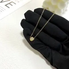 一粒ジルコニア　六角ネックレス　ゴールド　ステンレスのサムネイル