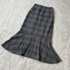 イング チェック柄 マーメイドスカート（F）ロング 裏地付 大人可愛い きれいめ
