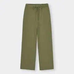 GU リブイージーワイドパンツ M カーキ 使用感あり