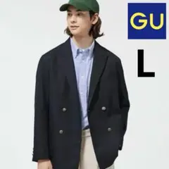 美品　GU ジーユー　ダブルブレストブレザー　紺ブレ　ネイビー　金ボタン　L