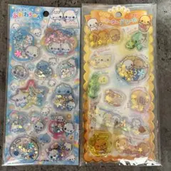 2枚セット！あわわちゃんスパンコールパーティ　なっとうちゃんウォーターシール