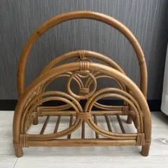【美品】籐 ラタン マガジンラック ヴィンテージ 昭和レトロ