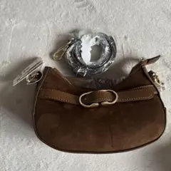 ブラウン スエード ショルダーバッグ　タグ付き