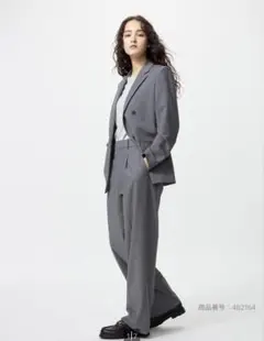 UNIQLOタックワイドパンツグレー　Mサイズ