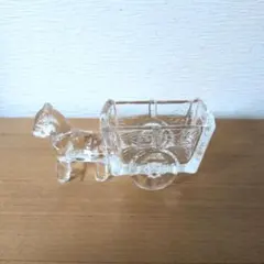 【レトロ】ガラス　馬　馬車　灰皿　小物入れ