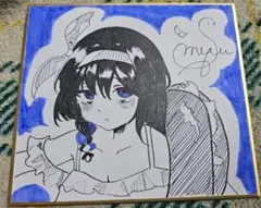 ミニ色紙　女の子　オリジナルイラスト　手描き